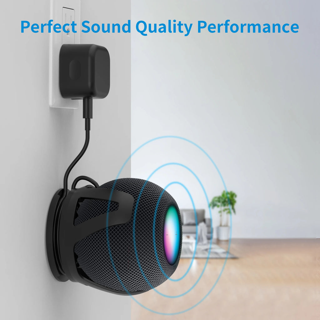 SPORTLINK Self Adhesive Drilling Wall Mount Bracket For HomePod Mini Holder With Cord Management Space Saving Black White Blue