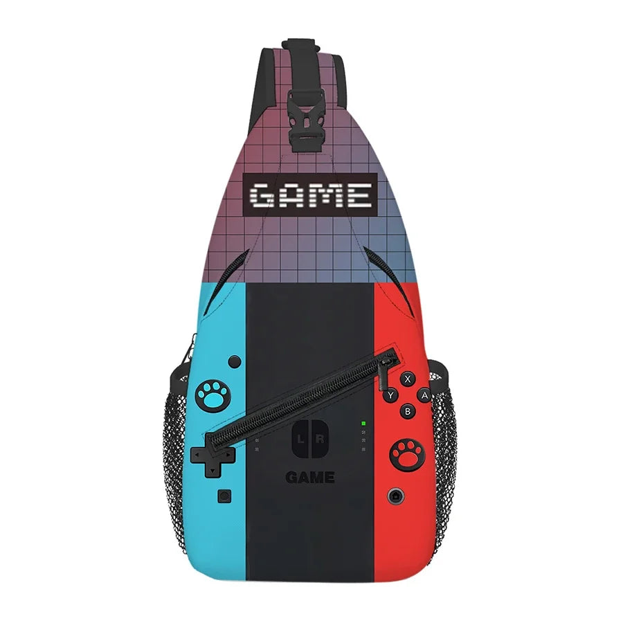 Games Console Small Chest Bag Men's and Women's Kids Best Gift 2D Flat Cartoon Large Capacity Outdoor Sports Leisure Fashion Bag