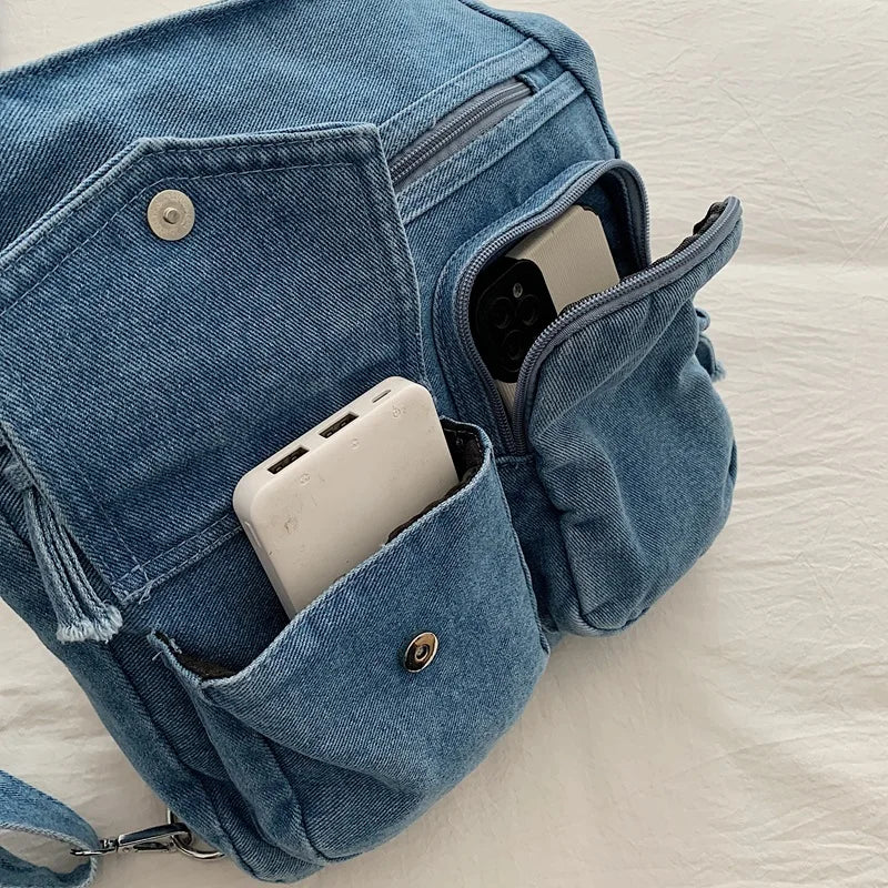 New Fashion Casual Women's Shoulder Bag High Quality Crossbody Bag Denim Fabric Tote Bag Large Capacity Women's Handbags