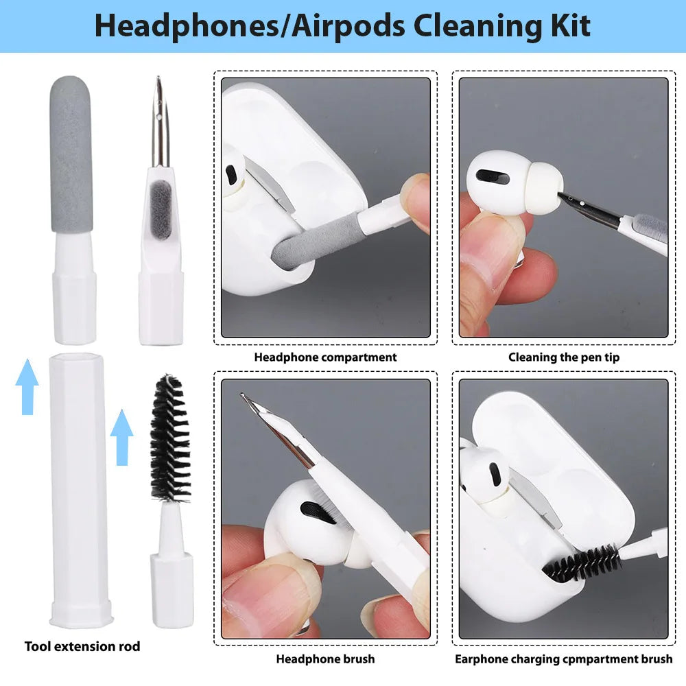 20 in 1 Computer Keyboard Cleaning Kit Multifunctional Phone Camera Screen Cleaner With Extended Cleaning Rod Headphone Cleaner