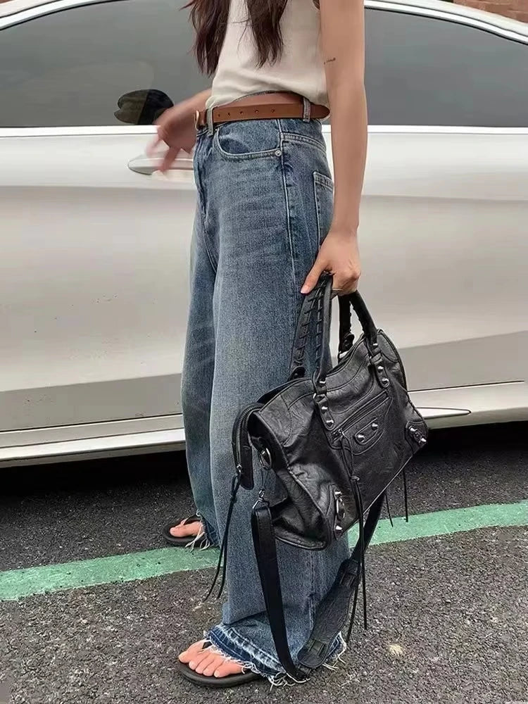 2026 Trendy Motorcycle Bags Women's City Tote Bag Y2k Classic Street Fashionable Shoulder Pu Leather Crossbody Handbag