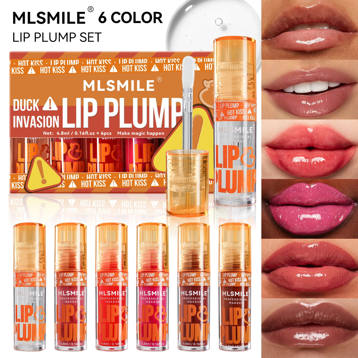 MLSMILE ダックリッププランプリップオイル 保湿リップグロス ミラーウォーター ナチュラル ロングラスティング グロス パール リップグレーズセット