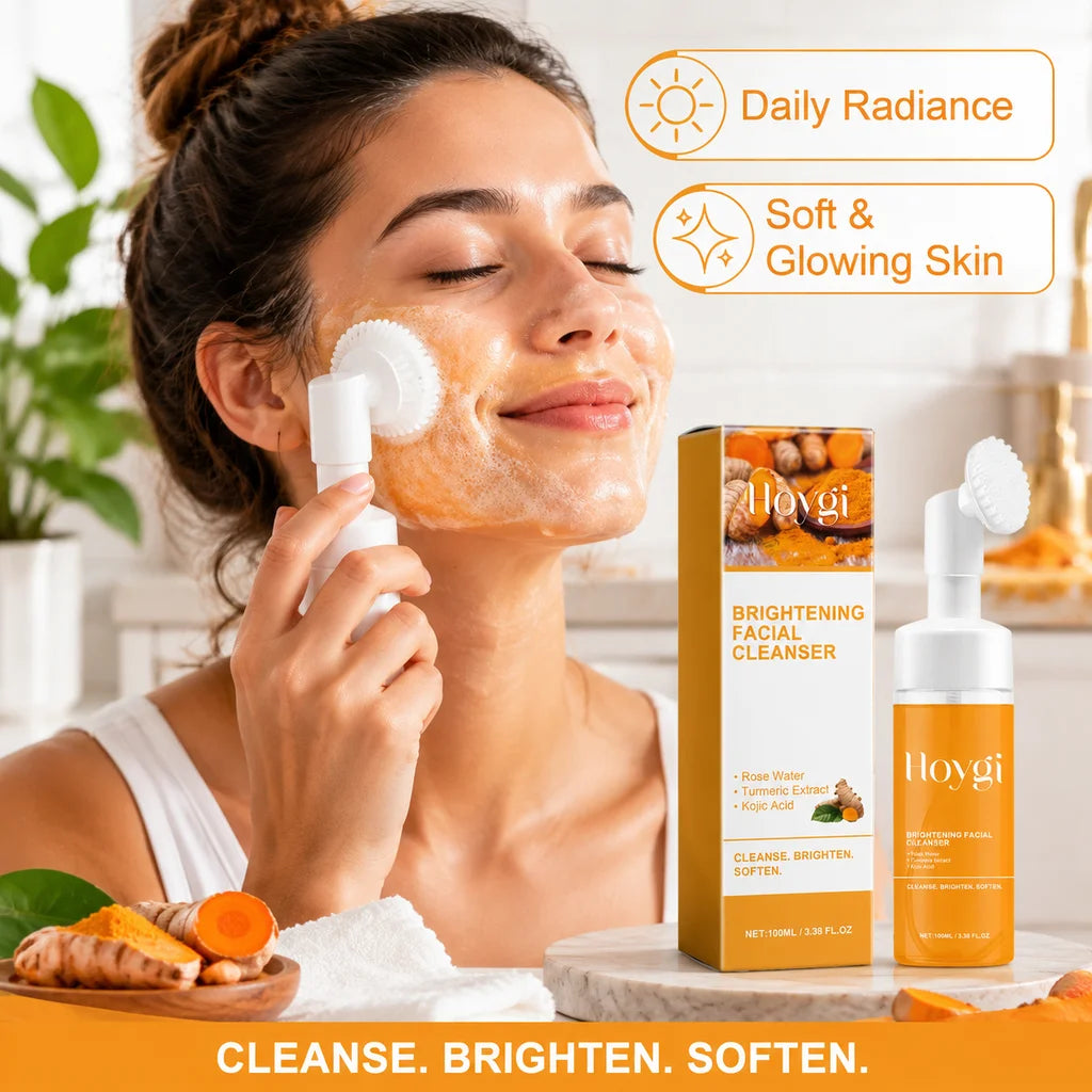 HOYGI Turmeric Cleanser Foam Deep Cleansing Blackheads Removal Moisturizing Shrink Pores Oil Control Skin Purifying Care 100ml