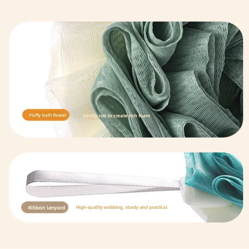 Large Bath Sponge Double-Layer Scrub Foaming Bath Washing Towel Lace Design Back Scrubbing Bath Ball for Personal Hygiene