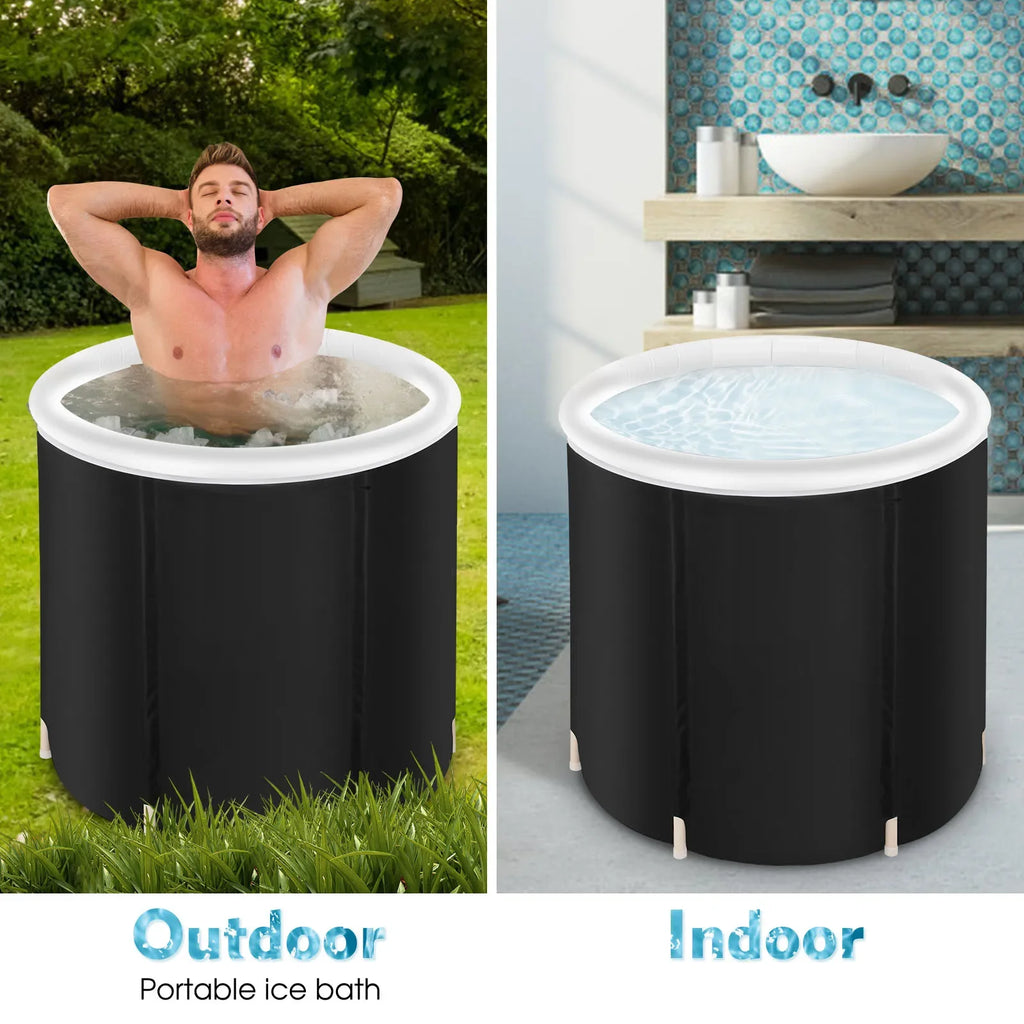 Inflatable Folding Bathtub Large Ice Bath Tub Portable Cold Therapy Recovery Tub for Athletes Sports Training Swimming Spa Pool