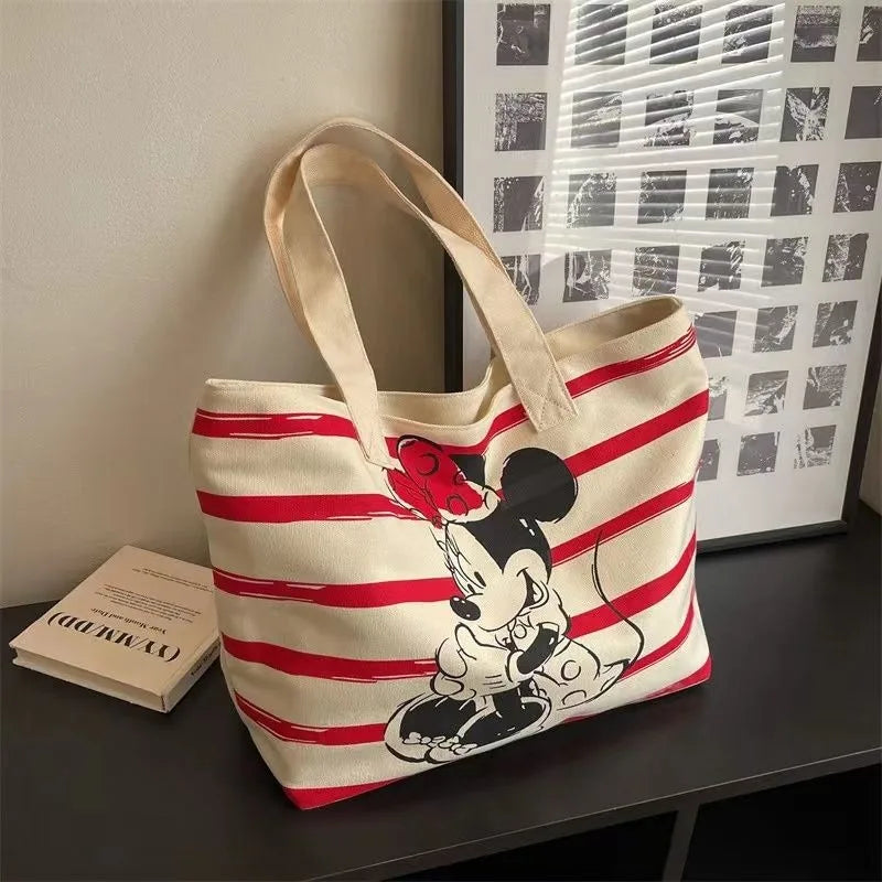 Various Styles of High-quality Cartoon Mickey Canvas Handbags Large Capacity Shoulder Bag Women's Fashion Handbag Shopping Bag