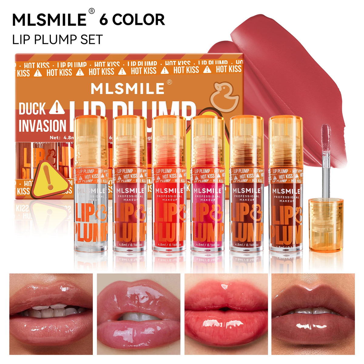 MLSMILE ダックリッププランプリップオイル 保湿リップグロス ミラーウォーター ナチュラル ロングラスティング グロス パール リップグレーズセット