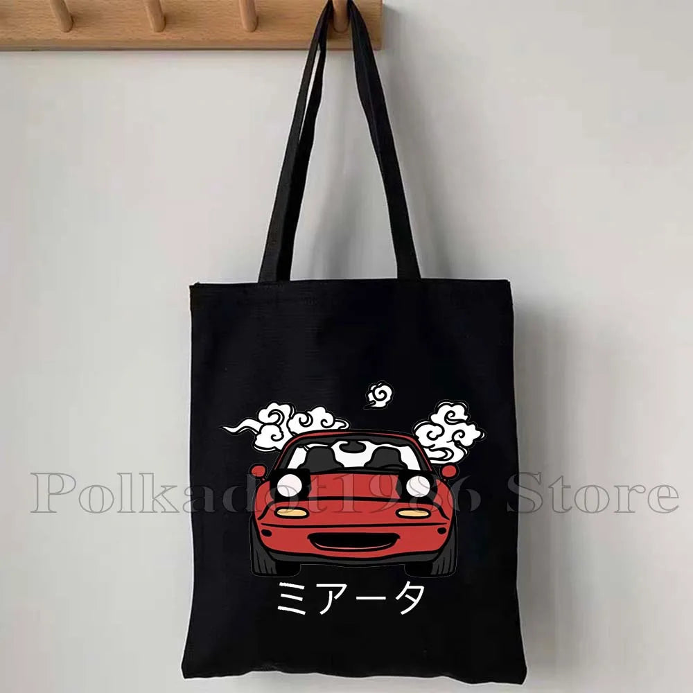 Tokyo Mount Fuji Japan Cherry Blossom Osaka Sakura Kanagawa Wave Japanese Style Samurai Canvas Tote Bag Shopper Cotton Handbag