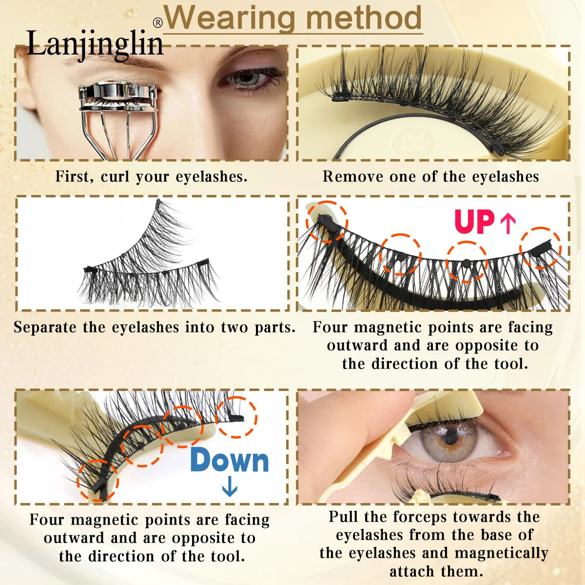 1 Pair Reusable Magnetic Eyelashes 3D Mink Lashes Long-Lasting No Glue Needed False Eyelashes and Magnetic Tweezers Set