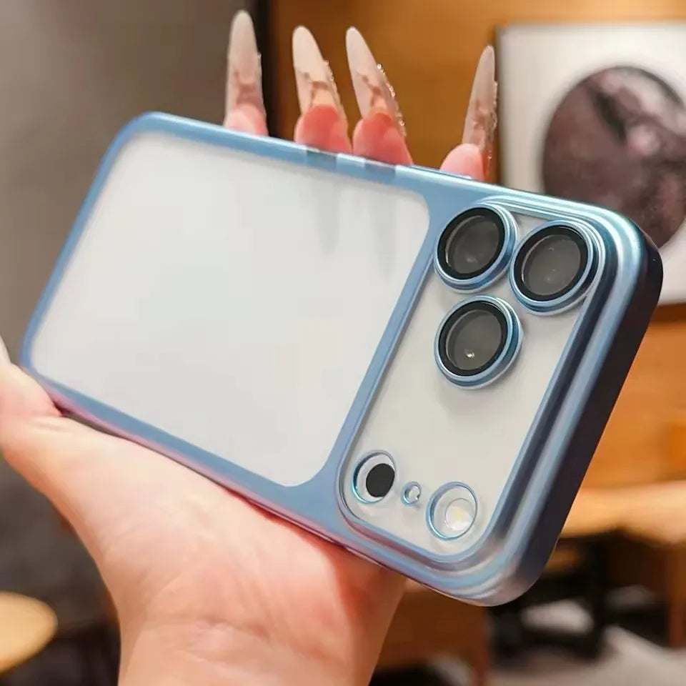 Luxury Plating Matte Hard Phone Case for iPhone 18 17 Air 16 15 14 13 ProMax Camera Lens Film Protector Frosted Shockproof Cover