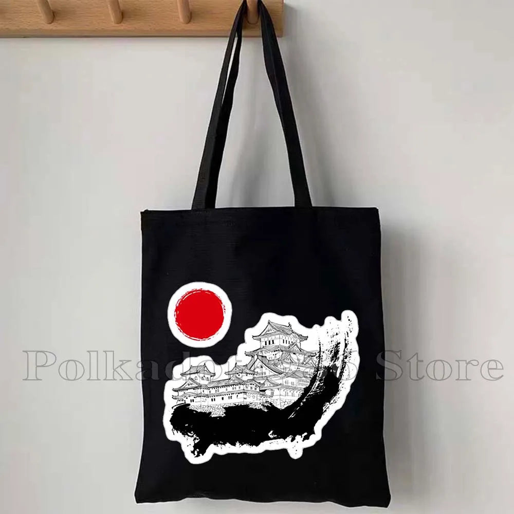 Tokyo Mount Fuji Japan Cherry Blossom Osaka Sakura Kanagawa Wave Japanese Style Samurai Canvas Tote Bag Shopper Cotton Handbag