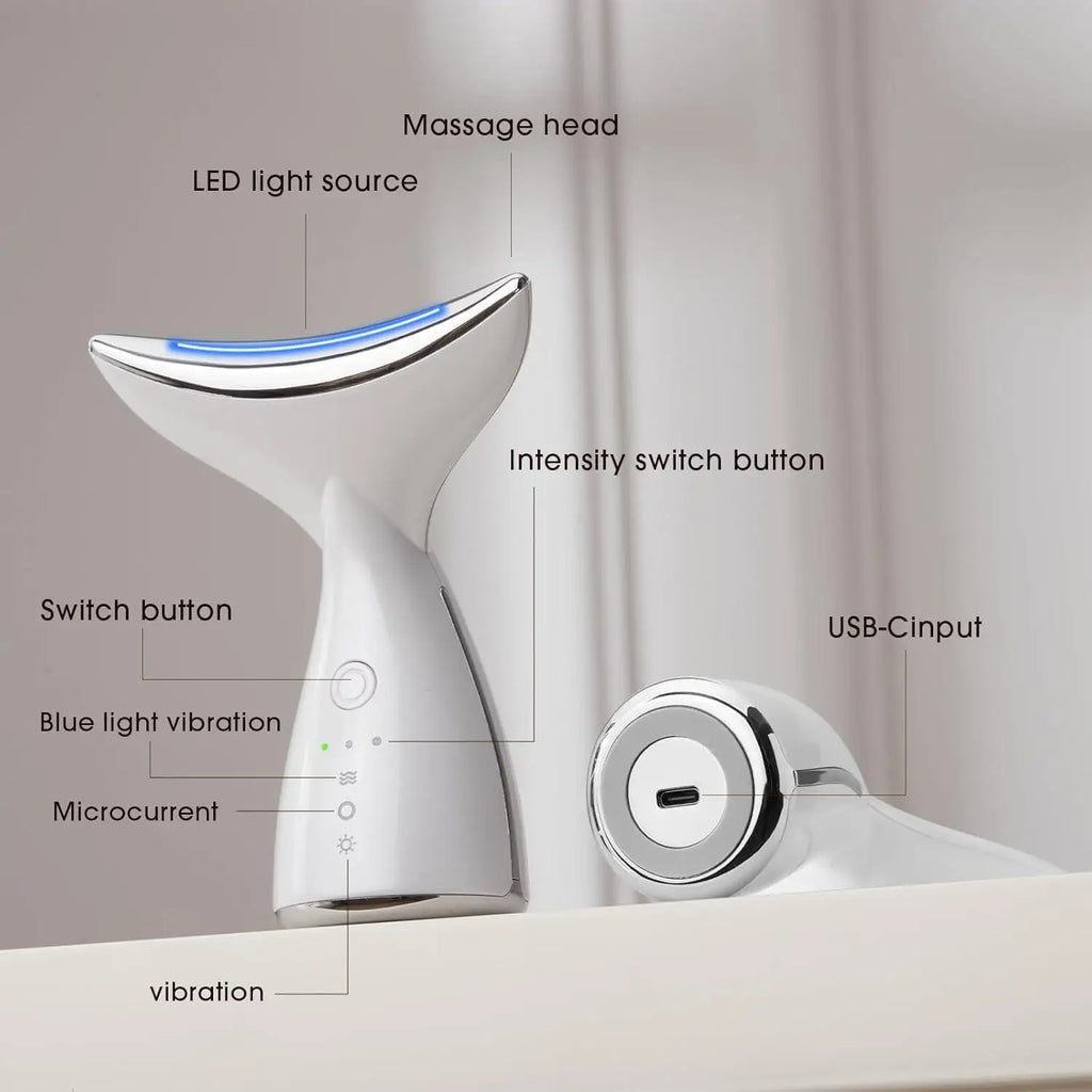 EMS Face Neck Beauty Instrument Lifting Massager Skin Tighten Device 3 Colors LED Home Use Skin Care Tool Improve Neck Contour