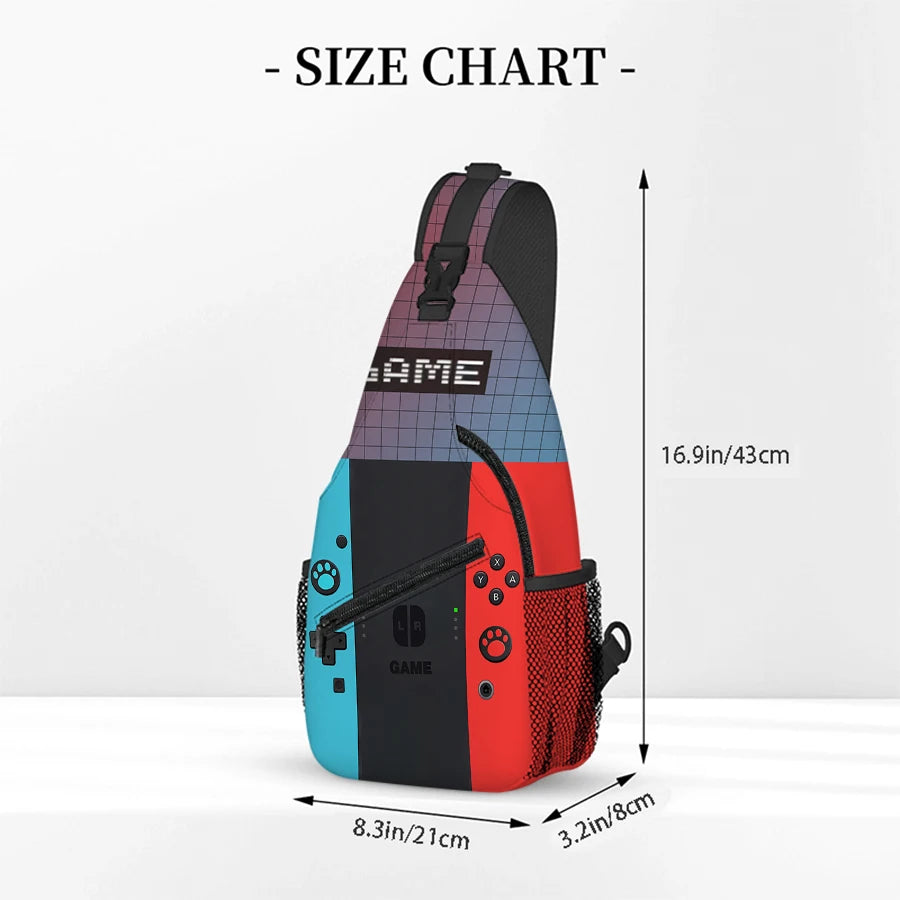 Games Console Small Chest Bag Men's and Women's Kids Best Gift 2D Flat Cartoon Large Capacity Outdoor Sports Leisure Fashion Bag
