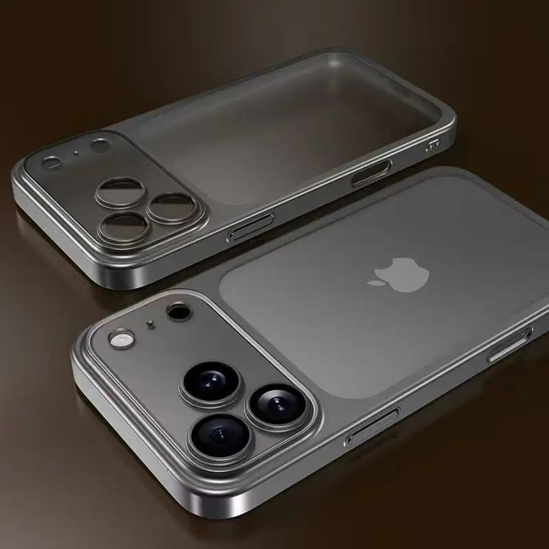 Luxury Plating Matte Hard Phone Case for iPhone 18 17 Air 16 15 14 13 ProMax Camera Lens Film Protector Frosted Shockproof Cover