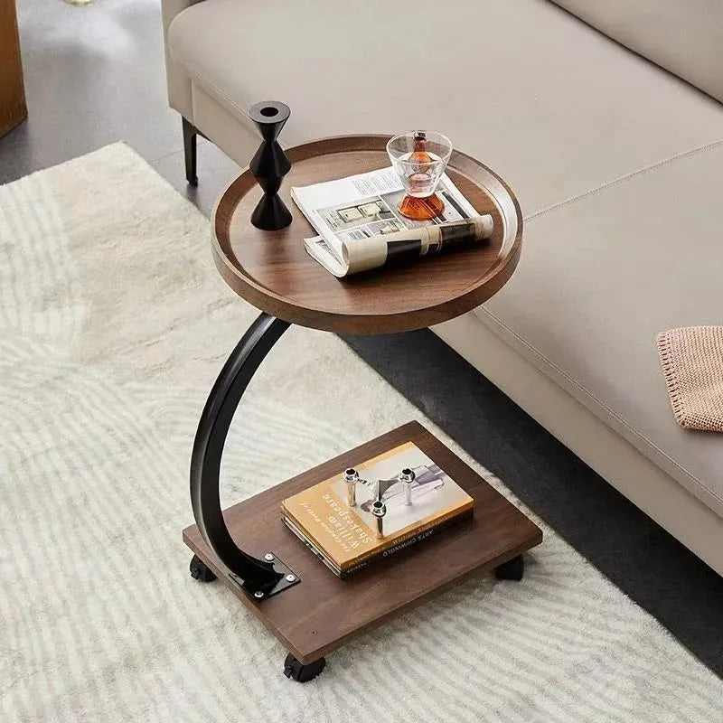Side table Modern simple rectangular household small apartment Bedroom removable side table Double layer small coffee table