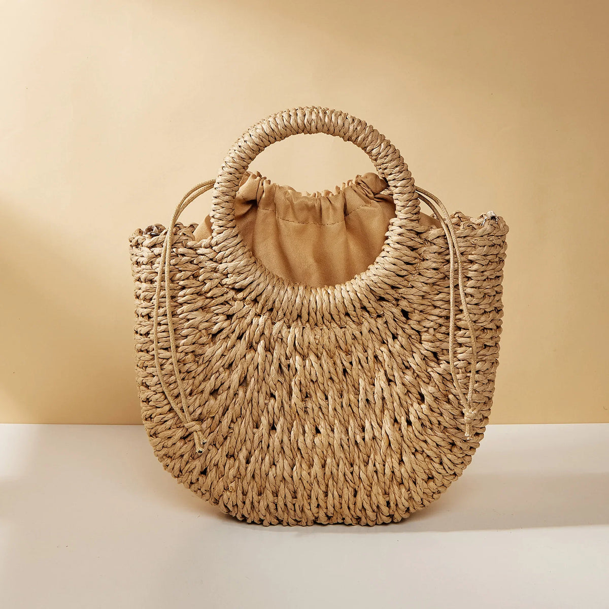Large Capacity Women Summer Hollow Out Crossbody Shoulder Bag Handwoven Straw Rattan Half-Moon Beach Handbag