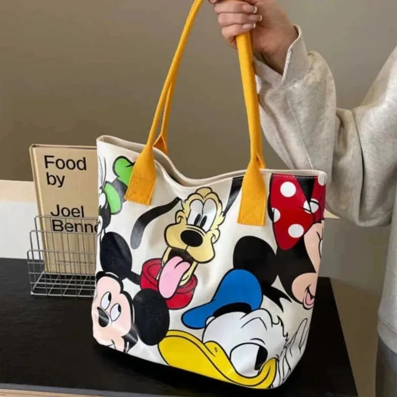 Various Styles of High-quality Cartoon Mickey Canvas Handbags Large Capacity Shoulder Bag Women's Fashion Handbag Shopping Bag
