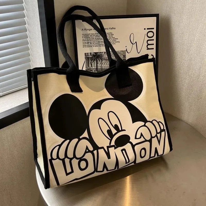 Various Styles of High-quality Cartoon Mickey Canvas Handbags Large Capacity Shoulder Bag Women's Fashion Handbag Shopping Bag