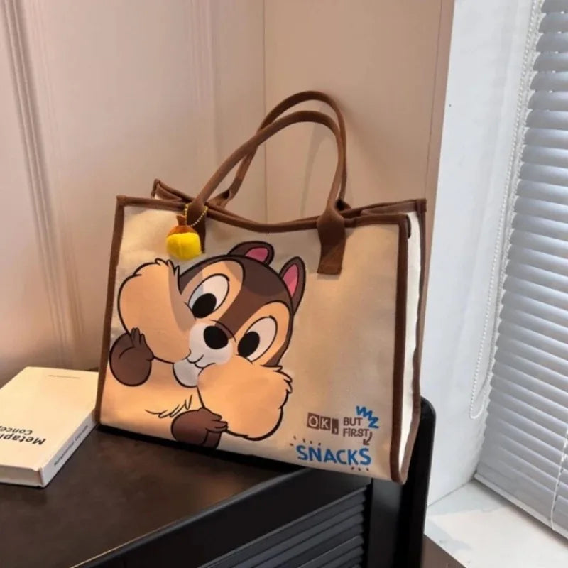 Various Styles of High-quality Cartoon Mickey Canvas Handbags Large Capacity Shoulder Bag Women's Fashion Handbag Shopping Bag
