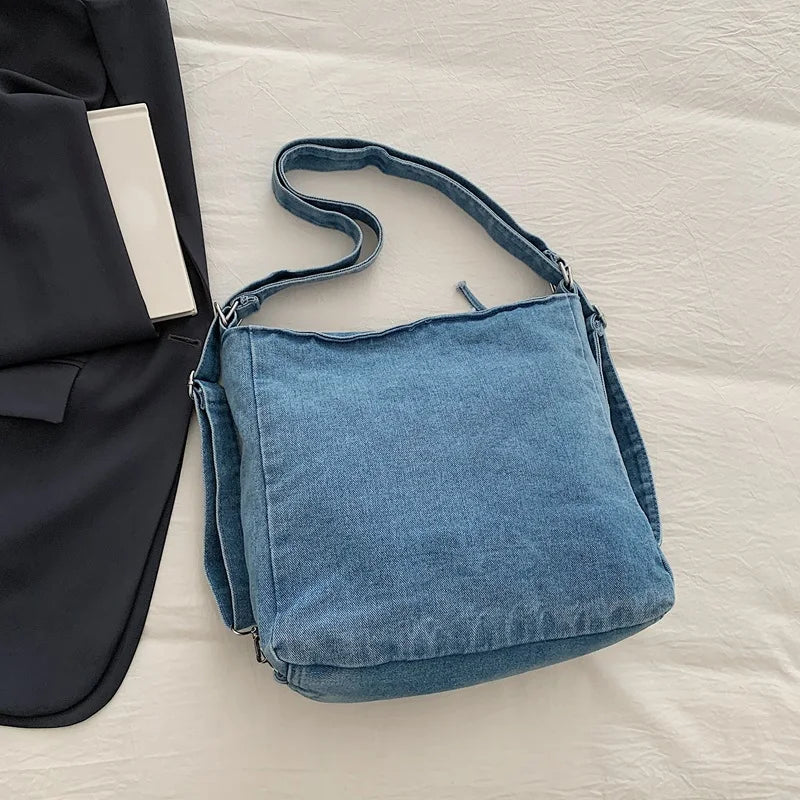 New Fashion Casual Women's Shoulder Bag High Quality Crossbody Bag Denim Fabric Tote Bag Large Capacity Women's Handbags