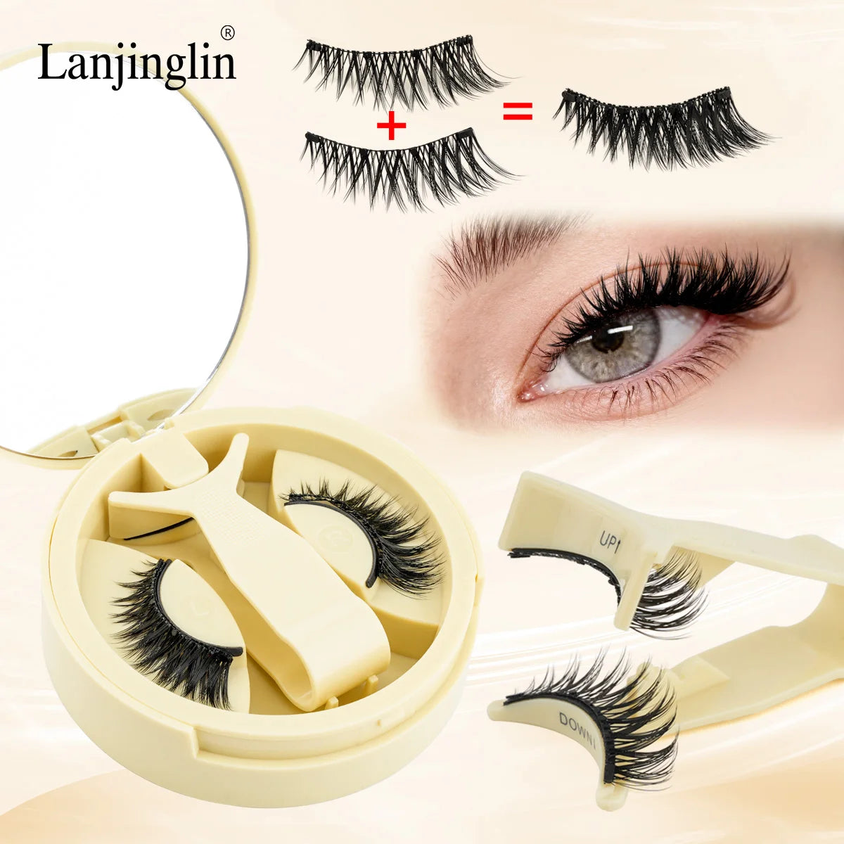 1 Pair Reusable Magnetic Eyelashes 3D Mink Lashes Long-Lasting No Glue Needed False Eyelashes and Magnetic Tweezers Set