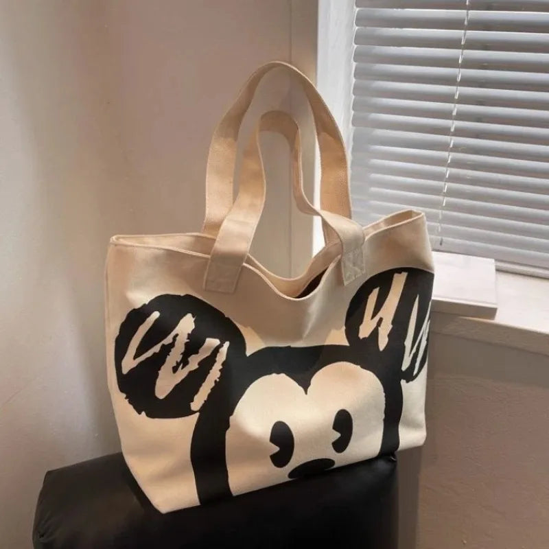 Various Styles of High-quality Cartoon Mickey Canvas Handbags Large Capacity Shoulder Bag Women's Fashion Handbag Shopping Bag