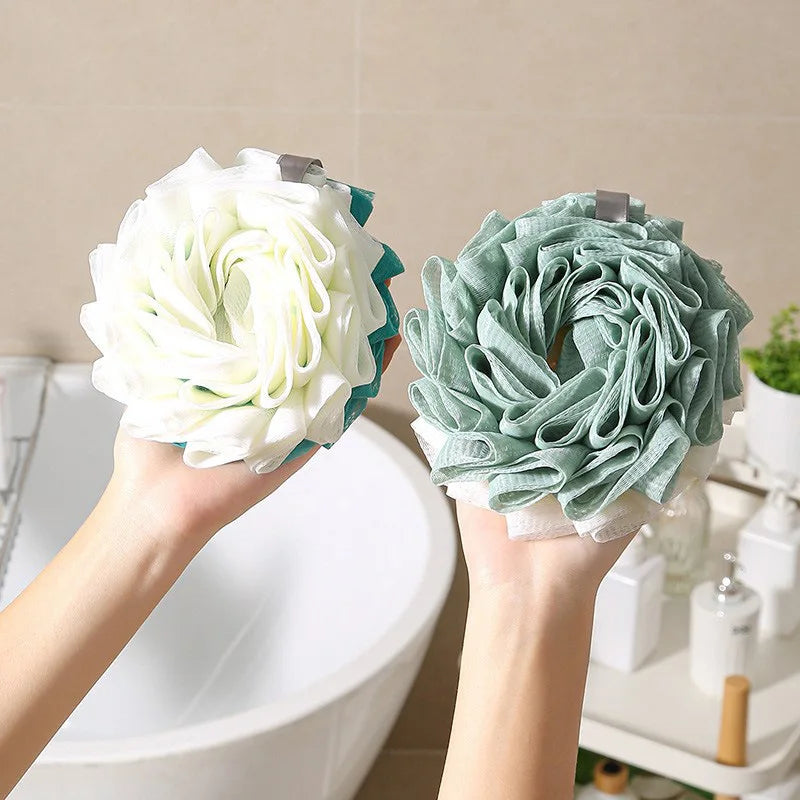Large Bath Sponge Double-Layer Scrub Foaming Bath Washing Towel Lace Design Back Scrubbing Bath Ball for Personal Hygiene