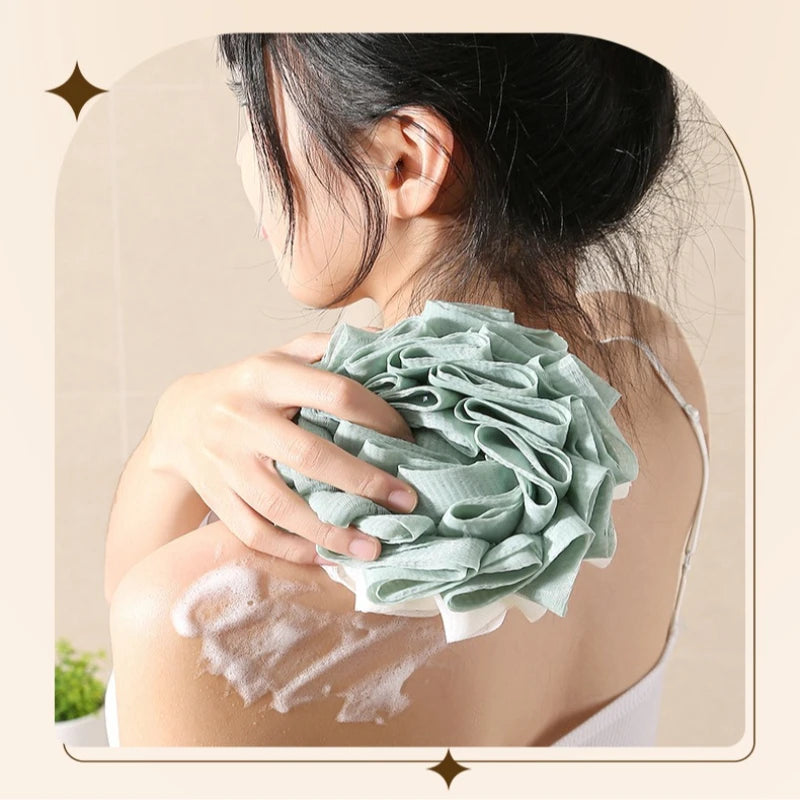 Large Bath Sponge Double-Layer Scrub Foaming Bath Washing Towel Lace Design Back Scrubbing Bath Ball for Personal Hygiene