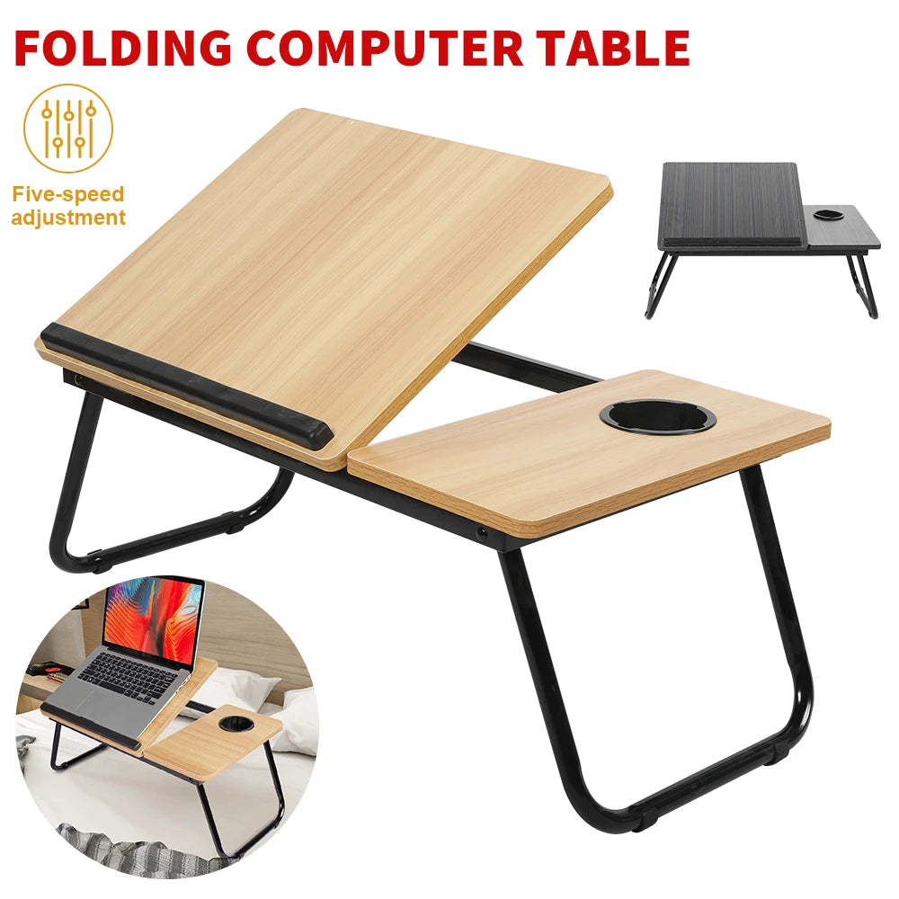 Portable Lazy Table Folding Computer Desk 5-Level Height Adjustment Folding Table for Sofa & Bed Dormitory Home Study Desk