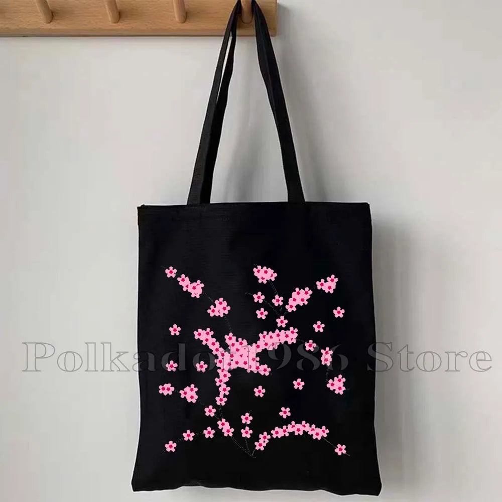 Tokyo Mount Fuji Japan Cherry Blossom Osaka Sakura Kanagawa Wave Japanese Style Samurai Canvas Tote Bag Shopper Cotton Handbag