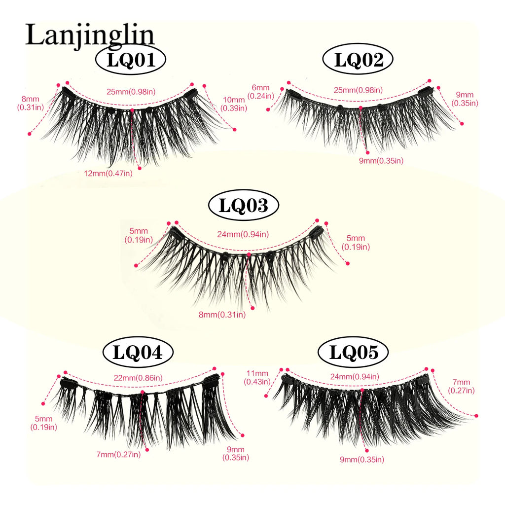 1 Pair Reusable Magnetic Eyelashes 3D Mink Lashes Long-Lasting No Glue Needed False Eyelashes and Magnetic Tweezers Set