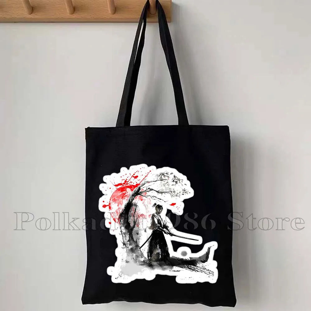 Tokyo Mount Fuji Japan Cherry Blossom Osaka Sakura Kanagawa Wave Japanese Style Samurai Canvas Tote Bag Shopper Cotton Handbag