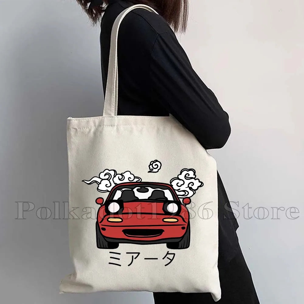Tokyo Mount Fuji Japan Cherry Blossom Osaka Sakura Kanagawa Wave Japanese Style Samurai Canvas Tote Bag Shopper Cotton Handbag