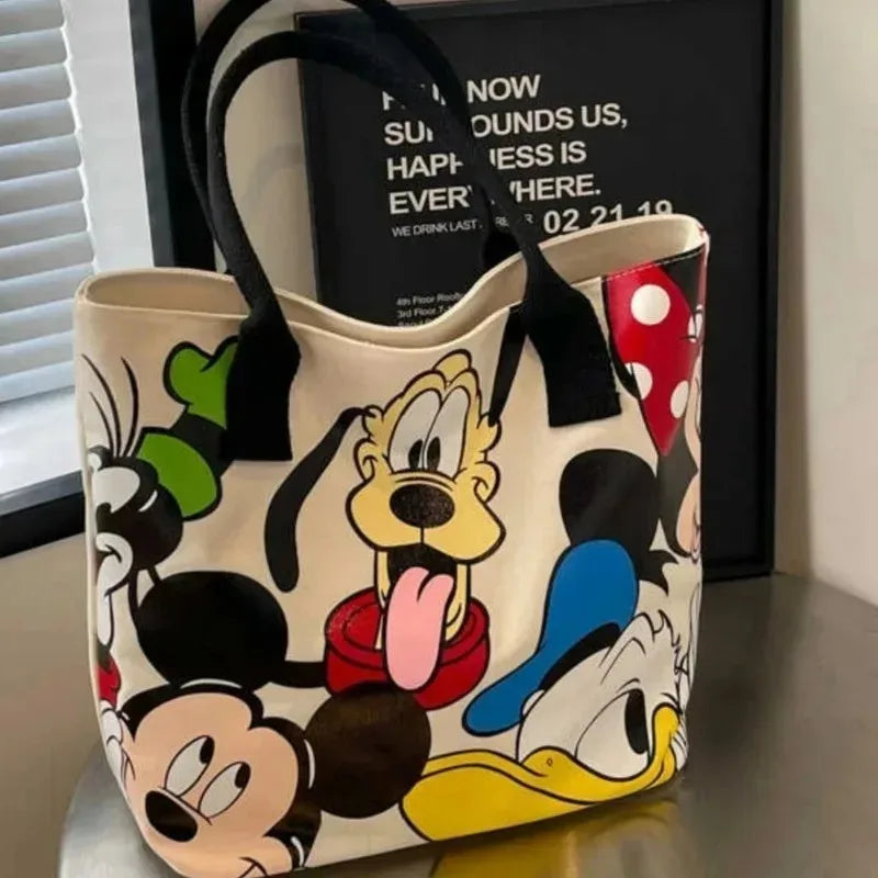 Various Styles of High-quality Cartoon Mickey Canvas Handbags Large Capacity Shoulder Bag Women's Fashion Handbag Shopping Bag