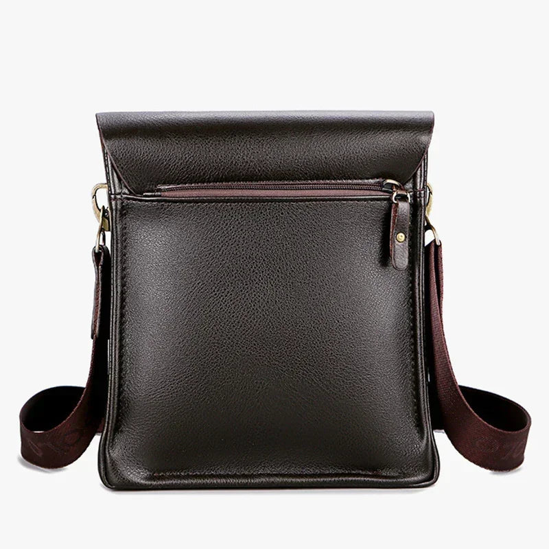 Polo Casual Business Men's Shoulder Bag Vertical PU Leather Fashionable Crossbody Bag Wear-Resistant