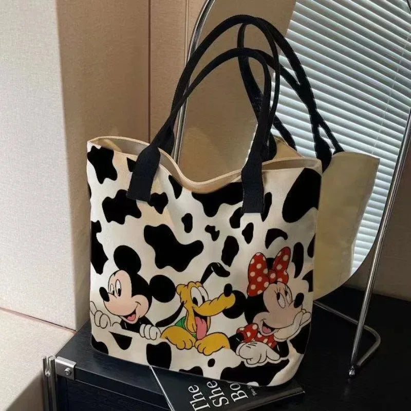 Various Styles of High-quality Cartoon Mickey Canvas Handbags Large Capacity Shoulder Bag Women's Fashion Handbag Shopping Bag