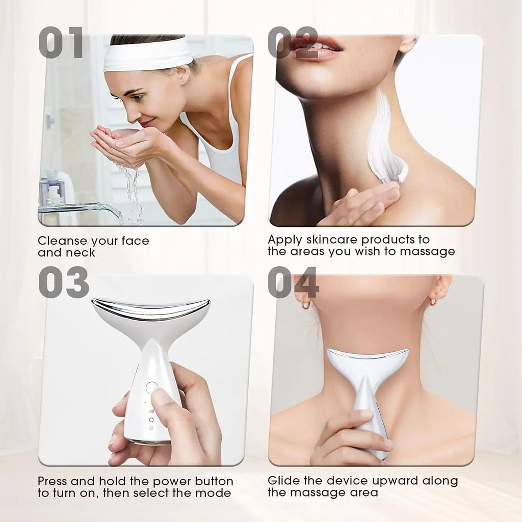 EMS Face Neck Beauty Instrument Lifting Massager Skin Tighten Device 3 Colors LED Home Use Skin Care Tool Improve Neck Contour
