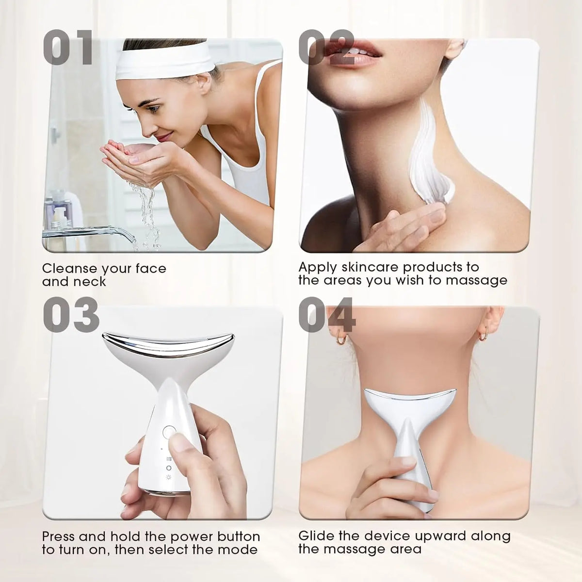 EMS Face Neck Beauty Instrument Lifting Massager Skin Tighten Device 3 Colors LED Home Use Skin Care Tool Improve Neck Contour