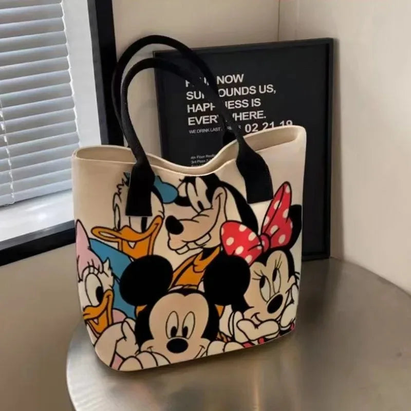 Various Styles of High-quality Cartoon Mickey Canvas Handbags Large Capacity Shoulder Bag Women's Fashion Handbag Shopping Bag