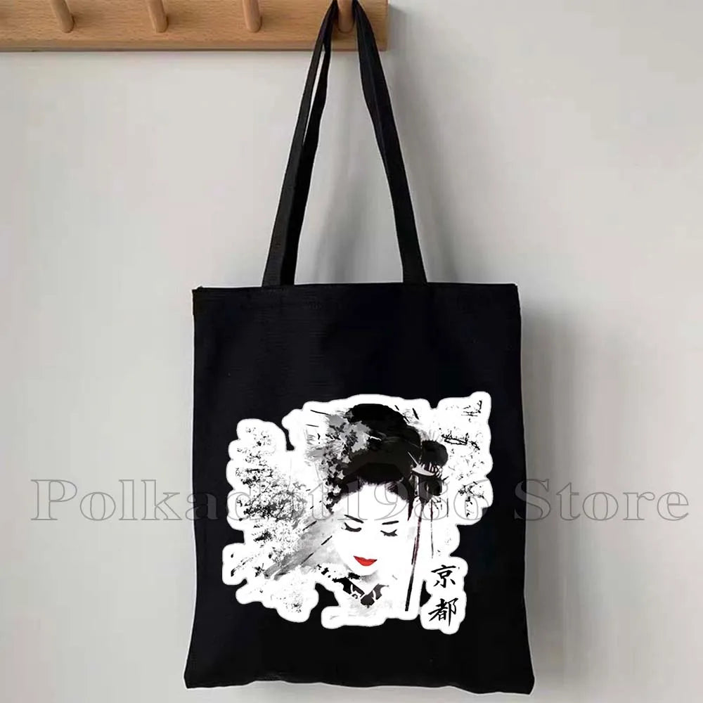 Tokyo Mount Fuji Japan Cherry Blossom Osaka Sakura Kanagawa Wave Japanese Style Samurai Canvas Tote Bag Shopper Cotton Handbag