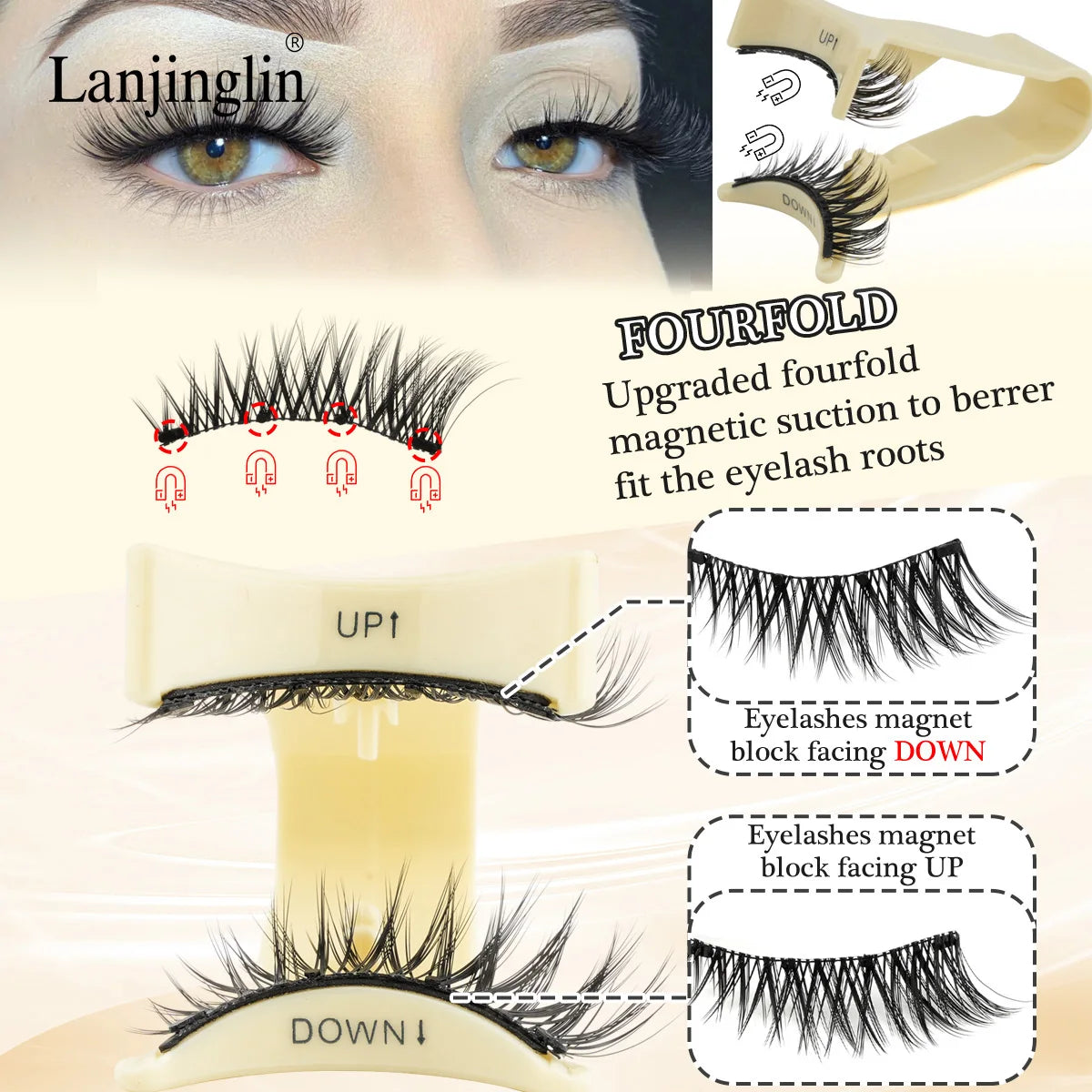 1 Pair Reusable Magnetic Eyelashes 3D Mink Lashes Long-Lasting No Glue Needed False Eyelashes and Magnetic Tweezers Set