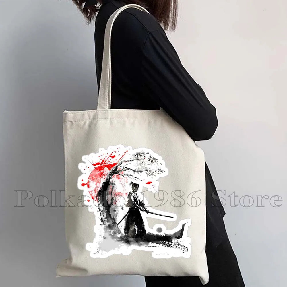 Tokyo Mount Fuji Japan Cherry Blossom Osaka Sakura Kanagawa Wave Japanese Style Samurai Canvas Tote Bag Shopper Cotton Handbag