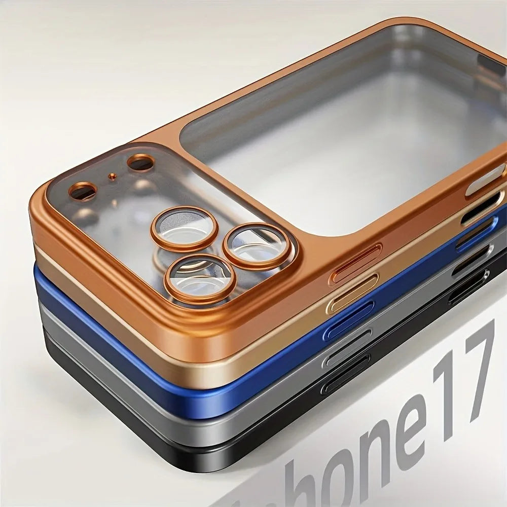 Luxury Plating Matte Hard Phone Case for iPhone 18 17 Air 16 15 14 13 ProMax Camera Lens Film Protector Frosted Shockproof Cover
