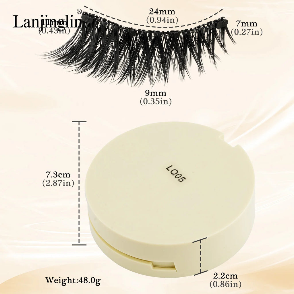 1 Pair Reusable Magnetic Eyelashes 3D Mink Lashes Long-Lasting No Glue Needed False Eyelashes and Magnetic Tweezers Set