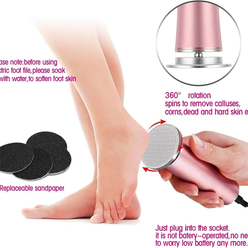 Electric Foot Callus Remover Electronic Foot Grinder Kit Pedicure Tool for Heel Dead Skin Care, Includes Replacement Sandpaper