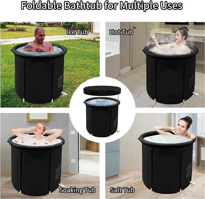 Inflatable Folding Bathtub Large Ice Bath Tub Portable Cold Therapy Recovery Tub for Athletes Sports Training Swimming Spa Pool